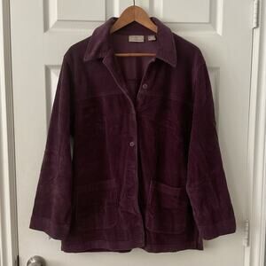 Vintage Nordstrom Barn Jacket Womens Corduroy Purple Chore 100% Cotton Large